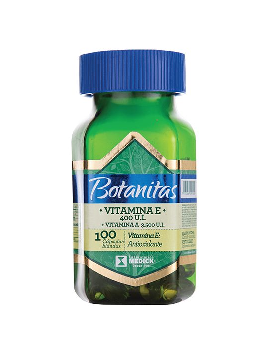 Recipiente Vitamina E + Vitamina A en cápsulas